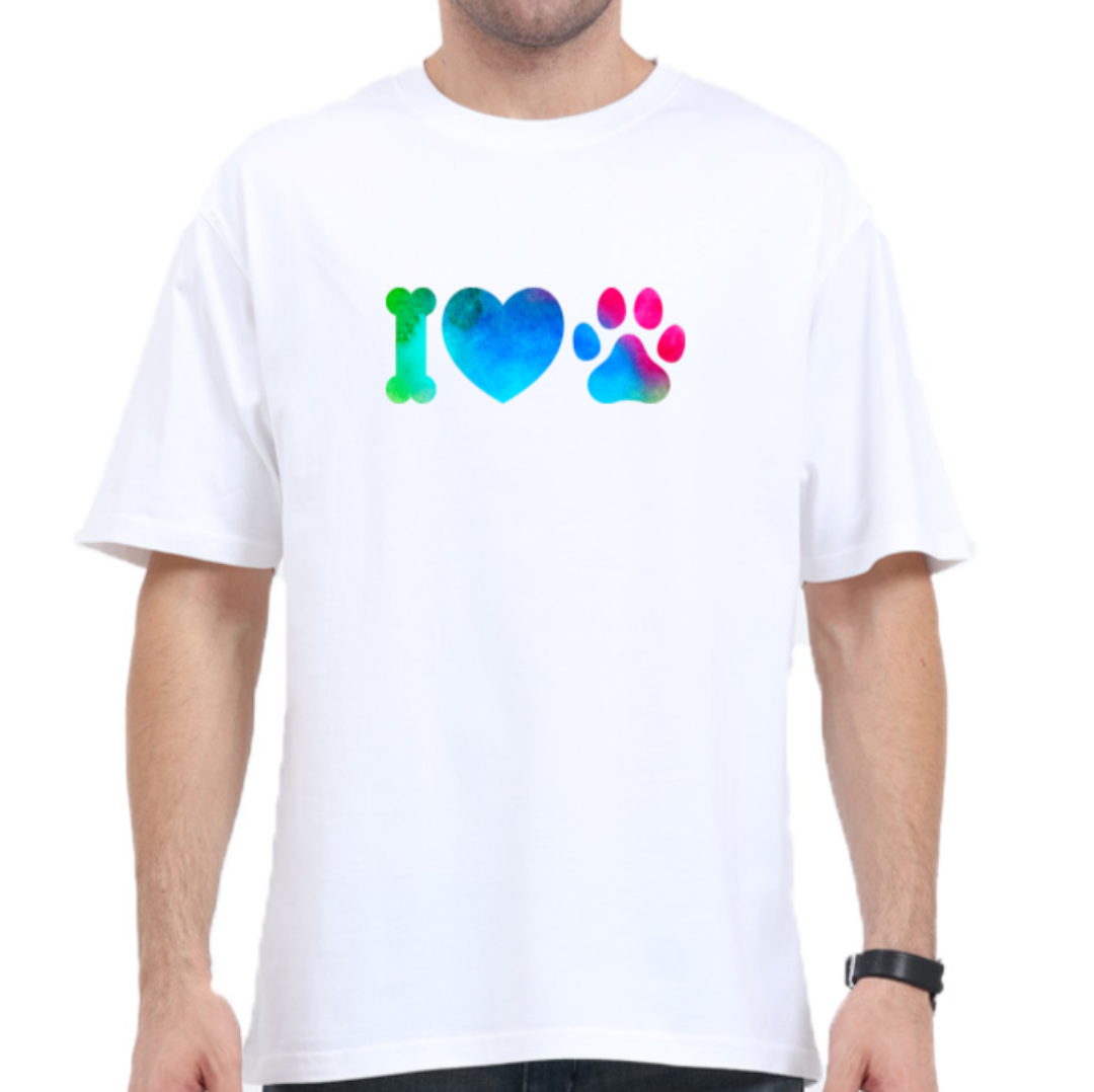 unisex oversized standard - I love paws - Blooming Yellow